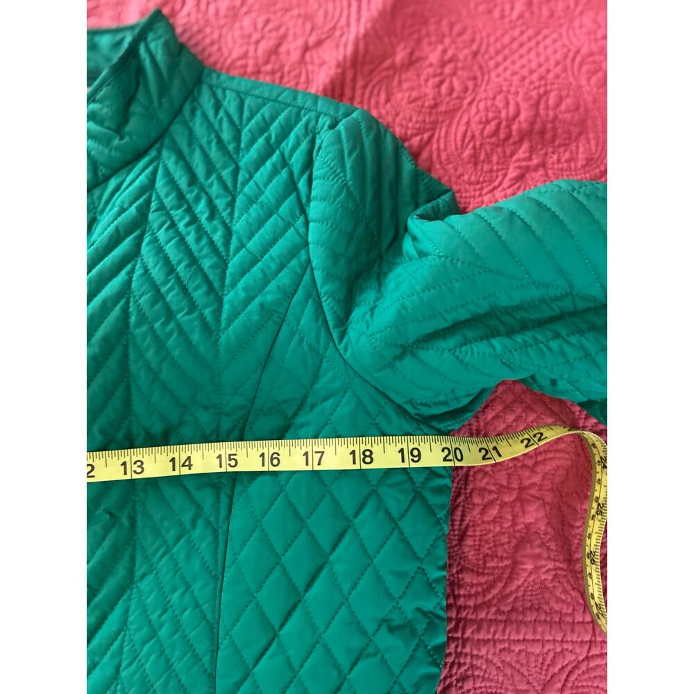 Talbots petite green quilted long sleeve jacket with plaid lining - Picture 7 of 10